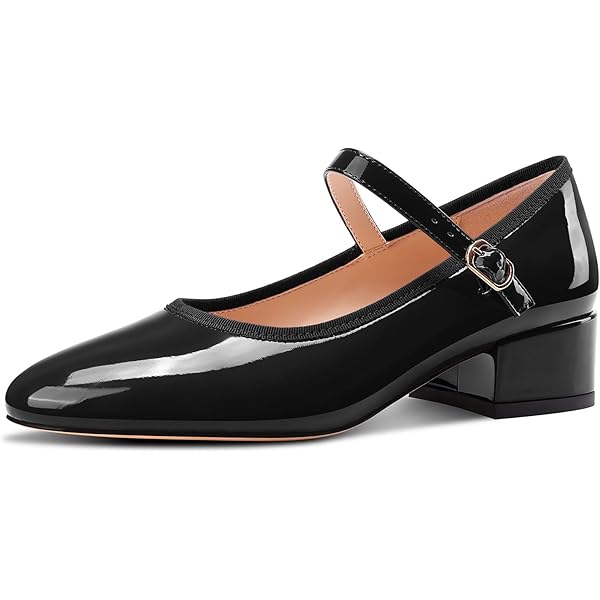 Amazon.com | ADKGBE Women's Patent Leather Metal Heart Closed